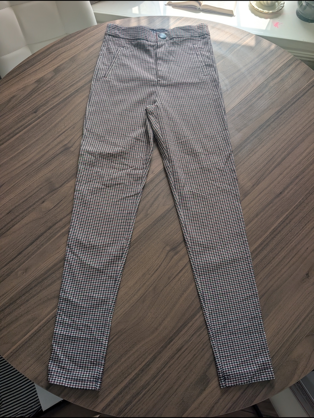 Zara Womens Skinny Checked Pants - Black, Red & White